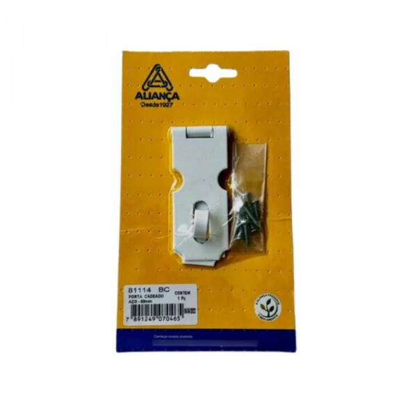 Fecho Com Porta Cadeado 81114 Cartela Branco 89mm Aliança