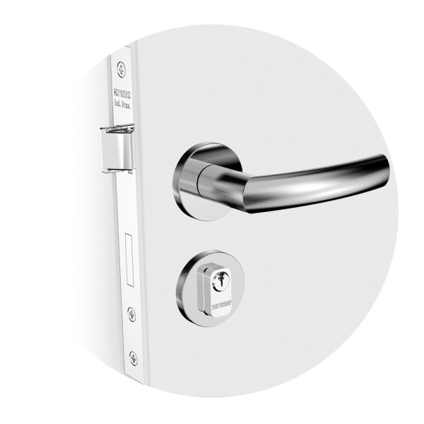 Fechadura Jurerê Externa Roseta Redonda Inox Escovado 40mm Soprano