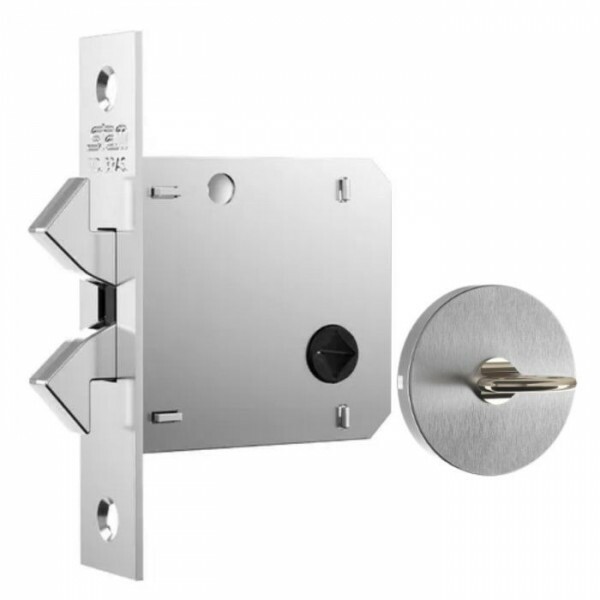 Fechadura Para Porta de Correr 1006S Banheiro Roseta Redonda Classic Inox Escovado 45mm Stam