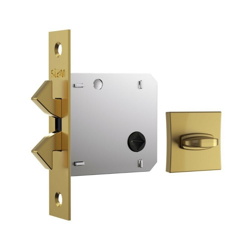 Fechadura para Porta de Correr 1006S Banheiro Roseta Quadrada Classic Dourado Gold 45mm Stam