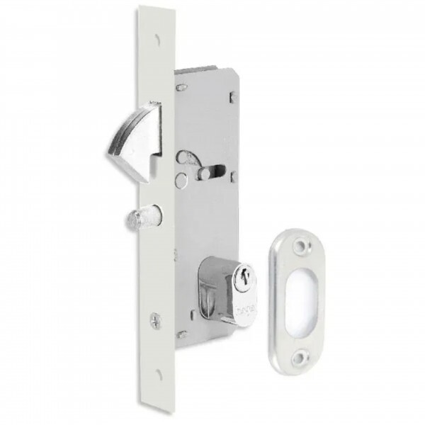 Fechadura Porta de Correr Bico de Papagaio Napole E426 Plano Cromado 23mm Haga