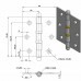 Dobradiça Pino Bola 3 x 2.1/2'' Ferro Leve com 2 Anéis Preto Cartela com 3 unidades Isero