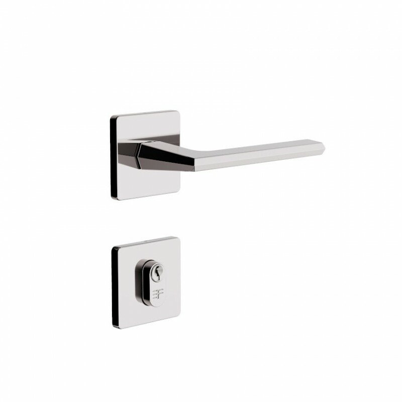 Fechadura Roseta Quadrada Design Externa 40mm Cromado 740E12755CR 3F